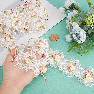 2 Yards Embroidery Polyester Flower Lace Trim Ribbon(OCOR-GF0001-96)-4