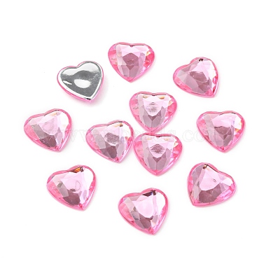 16mm PearlPink Heart Acrylic Rhinestone Cabochons