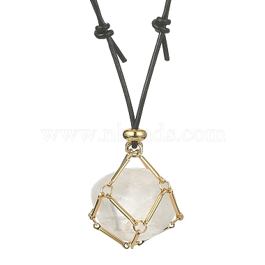 Brass Macrame Pouch Empty Stone Holder for Pendant Necklaces Making(NJEW-JN04547-01)-2