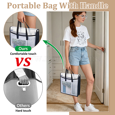 Translucent PP Book Storage Tote Bags with Polyester Handles(ABAG-WH0039-68A)-5