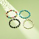 bracelet extensible en perles de turquoise synthétique (teint) avec croix et tête de mort(BJEW-JB08451)-2