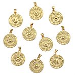 10Pcs Brass Pendants, Long-Lasting Plated, Flat Round with Twelve Constellations, Real 18K Gold Plated, 23x19.5x1.5mm, Hole: 5x3mm(KK-SZ0004-32)