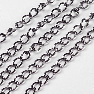 Iron Twisted Chains, Curb Chains, Unwelded, with Spool,  Gunmetal, 5x3.5x0.8mm, about 328.08 Feet(100m)/roll(CH-R001-B)