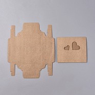Foldable Kraft Paper Sliding Boxes, with Heart Clear Window Paper Drawer Boxes, Rectangle, Camel, Box: 11.5x8x2cm(CON-L018-G01)