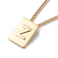 Titanium Steel Initial Letter Rectangle Pendant Necklace for Men Women, Golden, Letter.Z, 18.11~18.5 inch(46~47cm)(NJEW-E090-01G-26)