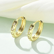 Brass Micro Pave Clear Cubic Zirconia Hoop Earrings, Star, Real 18K Gold Plated, 3.5x17.5mm(EJEW-C122-05G)