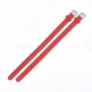Silicone Watch Bands, with 201 Stainless Steel Clasps, Red, 8-7/8 inch(22.5~22.7cm), 10x3mm(SIL-S001-05)