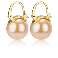 Pearl Earrings Gray Round Ball Hoop Dangle Earrings Stud Elegant Shell Pearl Drop Stud Imitation Freshwater Cultured Pearls Earrings Brass Charms Jewelry Gift for Women, Pink, 24x13.5x13.5mm, Pin: 0.9mm(JE1096B)