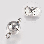 304 Stainless Steel Magnetic Clasps with Loops, Stainless Steel Color, 10.5x6mm, Hole: 1mm(STAS-G173-05P-6mm)