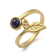 304 Stainless Steel with Natural Lapis Lazuli Ring, US Size 7 1/4(17.5mm).(RJEW-Z031-01G-01)