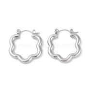 Non-Tarnish 304 Stainless Steel Earrings, for Women, Flower Ring, Stainless Steel Color, 24x2.9mm(EJEW-S227-25P)