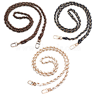 WADORN 3Pcs 3 Colors Braided Imitation Leather & Alloy Chain Bag Straps, with Swivel Clasp, for Bag Replacement Accessories, Mixed Color, 120x1.1cm, 1pc/color(FIND-WR0007-92)