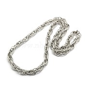 Fashionable 304 Stainless Steel Rope Chain Necklaces for Men, with Lobster Claw Clasps, Stainless Steel Color, 28 inch~30 inch(71.1~76.2cm)x10mm(STAS-A028-N044P-L)