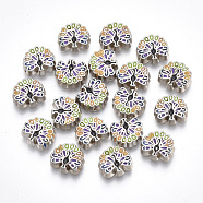 Alloy Enamel Cabochons, Fit Floating Locket Charms, Peacock, Colorful, Platinum, 7x8x2mm(PALLOY-T054-70)