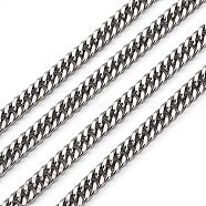 201 Stainless Steel Double Link Chains, Unwelded, Faceted, Stainless Steel Color, 14x9x2mm(CHS-A003E-2.0mm)