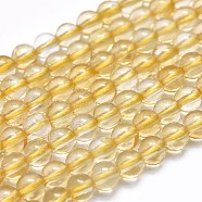Natural Citrine Beads Strands, Round, Dyed & Heated, 3.5~4mm, Hole: 0.5mm, about 123pcs/Strand, 15.55 inches(39.5cm)(G-K305-31-E)