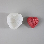 Valentine's Day Heart & Rose DIY Silicone Molds, Fondant Molds, Resin Casting Molds, for Chocolate, Candy, UV Resin & Epoxy Resin Craft Making, White, 53.5x52x30.5mm(SIL-Z008-02C)