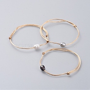 Nylon Thread Bracelets, with Natural Pearl Beads, BurlyWood, 1-3/4 inch~3-1/2 inch(4.5~9cm)(BJEW-JB04720)