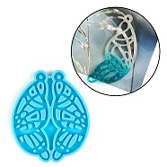 Butterfly Wing Pendants Silicone Molds, Resin Casting Molds, for UV Resin, Epoxy Resin Jewelry Making, Sky Blue, 60x52x4mm, Hole: 2mm, Inner Diameter: 57x23mm(DIY-M045-20)