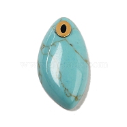 Synthetic Turquoise Pendants, with Golden Plated 304 Stainless Steel Findings, Horse Eye Charms, 25x12.5~13x5.5mm, Hole: 2x1mm(G-K355-01G-03)
