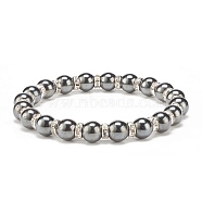 Synthetic Hematite Stretch Bracelet Rhinestone Beaded, Gemstone Jewelry for Men Women, Silver, Beads: 8mm, Inner Diameter: 2-1/4 inch(5.8cm)(BJEW-JB08335-02)