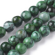 Natural China Silver Leaf Jasper Beads Strands, Dyed & Heated, Round, Green, 6mm, Hole: 1mm, about 60pcs/strand, 15.16 inch(38.5cm)(G-F668-29-6mm)