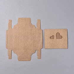 Foldable Kraft Paper Sliding Boxes, with Heart Clear Window Paper Drawer Boxes, Rectangle, Camel, Box: 11.5x8x2cm(CON-L018-G01)