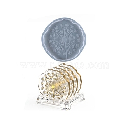DIY Doily/Pedestal Silicone Molds, for Cup Mat Making, Resin Casting Pendant Molds, For UV Resin, Epoxy Resin Jewelry Making, Flat Round with Dandelion, White, 125x128x9.5mm, Inner Diameter: 115x117mm(DIY-Z013-04)