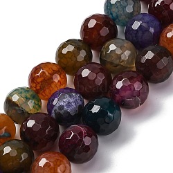 Natural Dragon Veins Agate(Dyed & Heated) Beads Strands, Faceted, Round, Colorful, 15~16mm, Hole: 1.5mm, about 25pcs/strand, 14.96''~15.55''(38~39.5cm)(G-K390-A05-01)