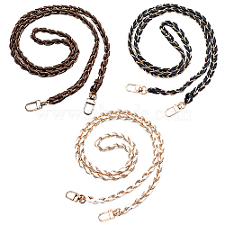 WADORN 3Pcs 3 Colors Braided Imitation Leather & Alloy Chain Bag Straps, with Swivel Clasp, for Bag Replacement Accessories, Mixed Color, 120x1.1cm, 1pc/color(FIND-WR0007-92)