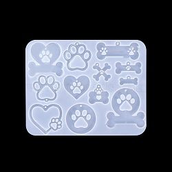 DIY Pendant Silicone Molds, Resin Casting Molds, Paw Print, White, 117x93mm(PW-WGFB9F8-02)