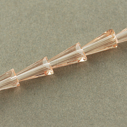 Transparent Glass Beads Strands, Pearlized, Faceted, Cone, Bisque, 12x6x6mm, Hole: 2mm, about 47~49pcs/strand, 18.70~19.49inch(47.5~49.5cm)(EGLA-Q034-7)