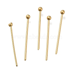 Brass Ball Head Pins, Lead Free & Cadmium Free, Real 24K Gold Plated, 15x0.6mm, Head: 1.5mm(KK-H502-03B-G)