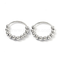 Brass Finger Ring, with Round Beads, Platinum, US Size 4 1/4(15mm)(RJEW-Z008-01P)