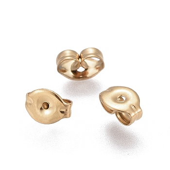 Ion Plating(IP) 304 Stainless Steel Ear Nuts, Earring Backs, Golden, 6x4.5x3mm, Hole: 0.8mm