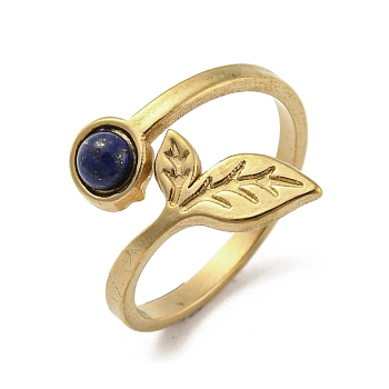 304 Stainless Steel with Natural Lapis Lazuli Ring, US Size 7 1/4(17.5mm).
