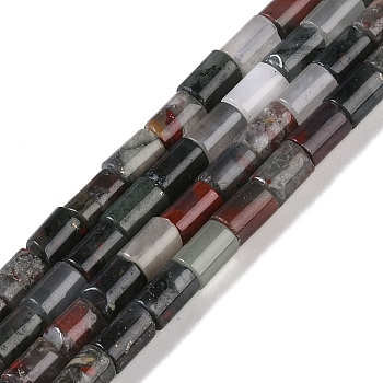 Natural African Bloodstone Beads Strands, Column, 7.5~8.5x5~6mm, Hole: 1mm, about 45~46pcs/strand, 14.69~15.04 inch(37.3~38.2cm)