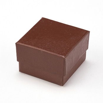 Cardboard Jewelry Earring Boxes, with Black Sponge, for Jewelry Gift Packaging, Coconut Brown, 5x5x3.4cm
