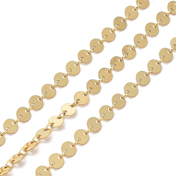 Brass Flat Round Link Chains, Soldered, Real 14K Gold Filled, 4x0.3mm
