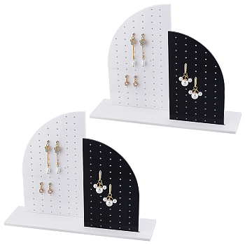 Vertical Sailboat Acrylic Earrings Display Stands, Earring Organizer Holder for Earring Storage, White, Black, 6x22x17cm, Hole: 2mm