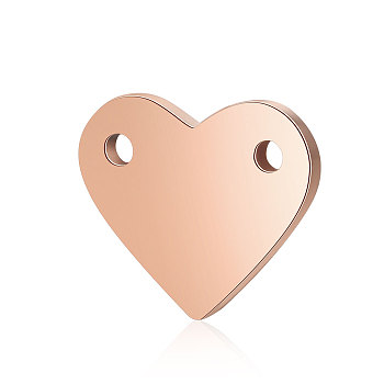 201 Stainless Steel Stamping Blank Tag Pendants, Manual Polishing, Heart, Rose Gold, 10.5x12x1mm, Hole: 1.2mm