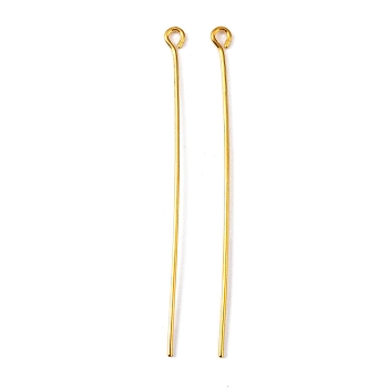 Golden Plated Brass Eye Pin for Jewelry Making, Cadmium Free & Lead Free, 50x0.7mm, Hole: 2mm