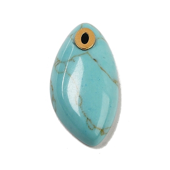 Synthetic Turquoise Pendants, with Golden Plated 304 Stainless Steel Findings, Horse Eye Charms, 25x12.5~13x5.5mm, Hole: 2x1mm