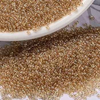 MIYUKI Round Rocailles Beads, Japanese Seed Beads, (RR2439) Light Smoky Topaz Gold Luster, 15/0, 1.5mm, Hole: 0.7mm, about 5555pcs/bottle, 10g/bottle