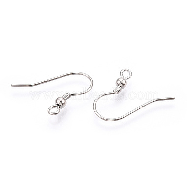 Anti-Tarnish Rhodium Plated 925 Sterling Silver French Hooks with Coil and Ball(STER-T007-121P)-2