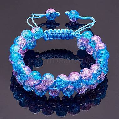 Sparkling Round Glass Braided Bead Bracelet(BJEW-SW00082-14)-8