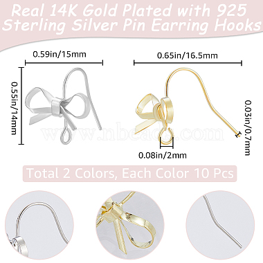 20Pcs 2 Colors Bowknot Brass Earring Hooks(KK-BBC0014-43)-2
