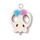 Halloween Totenkopf synthetischer Türkis Verbinder Charms mit Blumenharz(PALLOY-JF02780)-3