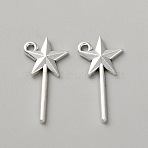 Tibetan Style Alloy Pendants, Star, Antique Silver, 25x12x2mm, Hole: 1.6mm(FIND-WH20012-64AS)