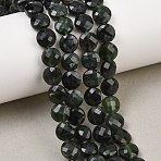 Natural Green Diopside Beads Strands, Faceted Square Cut Flat Round Beads, 8.5x4.5~5.5mm, Hole: 1mm, about 50pcs/strand, 15.55''(39.5~39.8cm)(G-NH0074-A01-01)